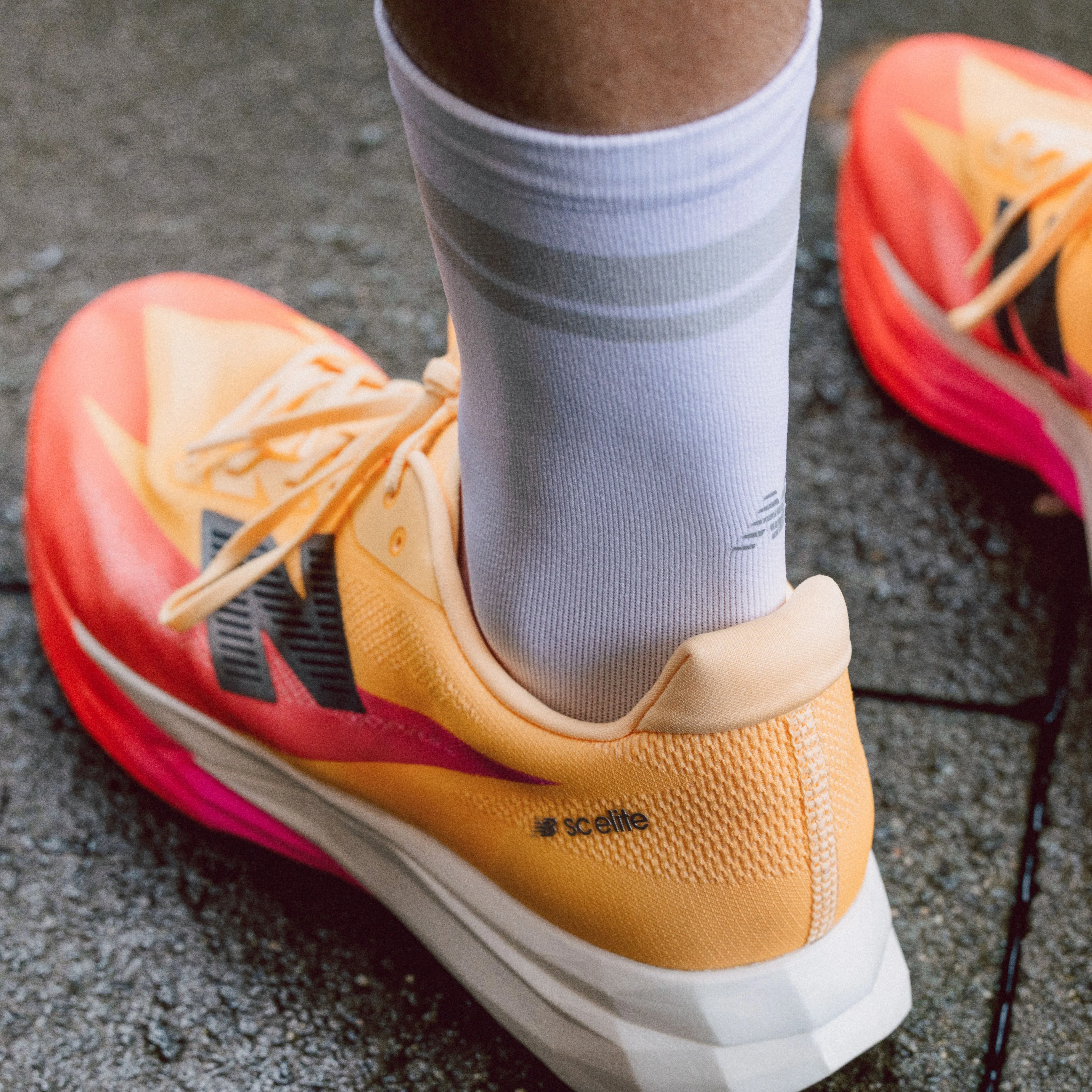 New Balance FuelCell SuperComp Elite v5 | Tangerine Heat / White Peach / Pink Heat | Mens - Ekiden Sports