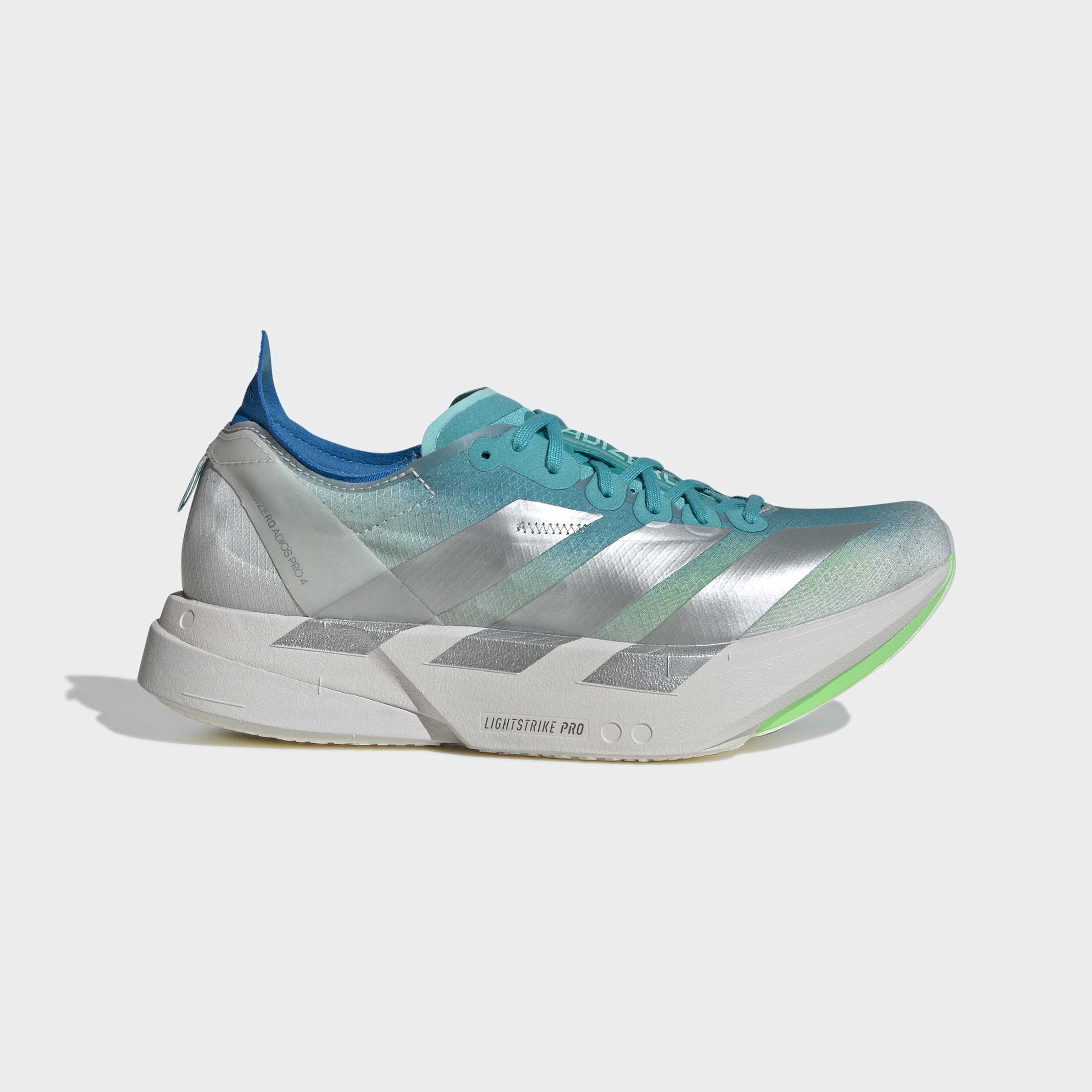 adidas Adizero Adios Pro 4 | Hi-Res Aqua / Matte Silver / Grey One | Womens - Ekiden Sports