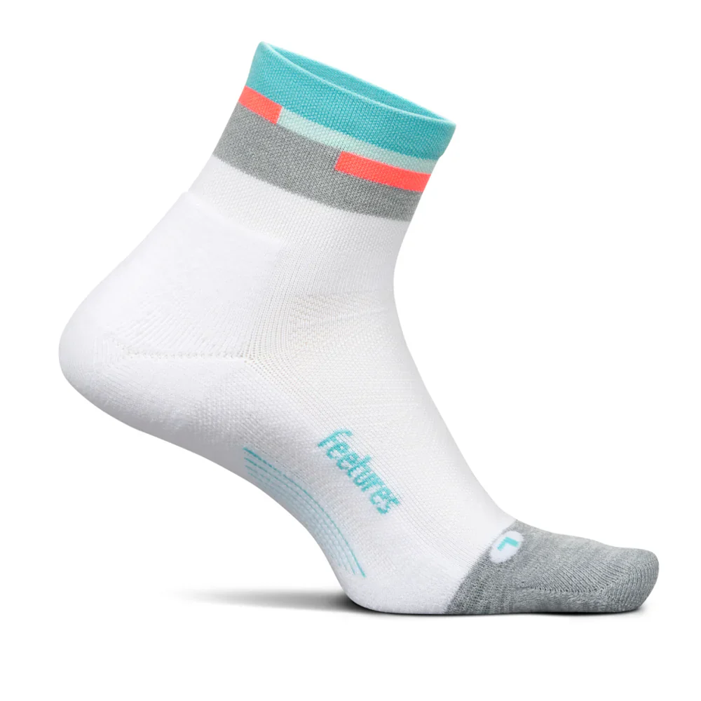 Feetures Elite | Light Cushion | Quarter Length | Aquatic White - Ekiden Sports
