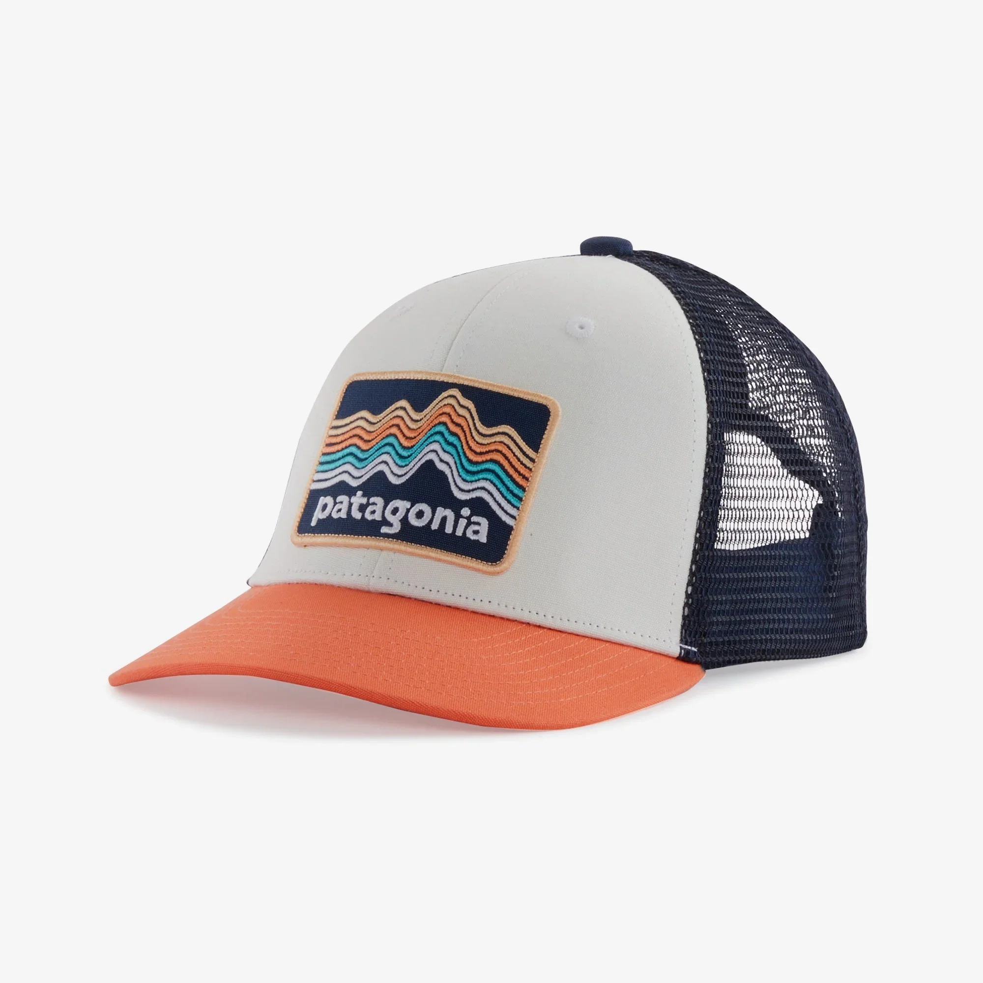 Patagonia Kids Trucker Hat | Ridge Rise Stripe: Coho Coral - Ekiden Sports