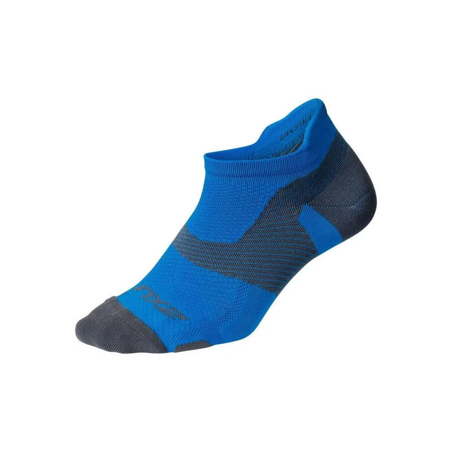 2XU Vectr Socks | Light Cushion | No Show | Vibrant Blue / Grey - Ekiden Sports